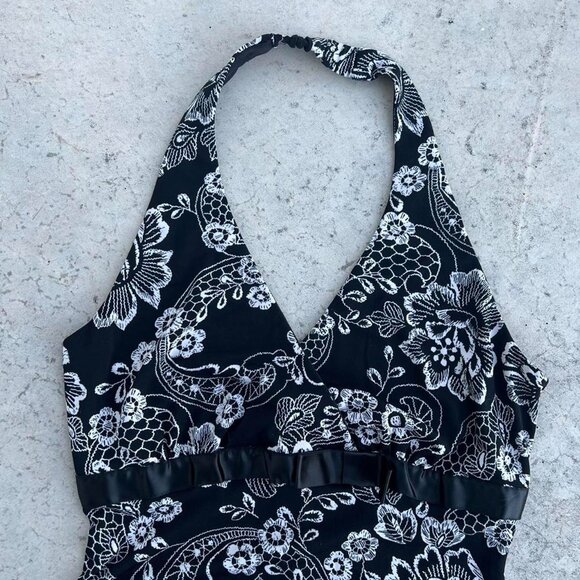 Vintage 90s Y2K Halter Dress Floral Pattern Small - Picture 3 of 6